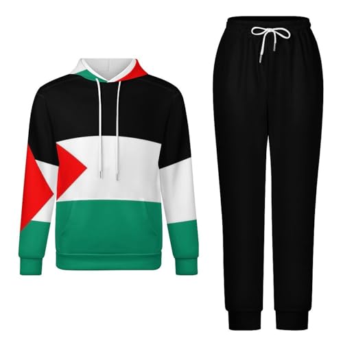 GONMFKM Ensemble Survêtement 2 Pièces Pour Homme Femme Imprimé Drapeau Palestine Survêtement Manches Longues Ensemble Détente Sweat-Shirt Capuche Pantalon...