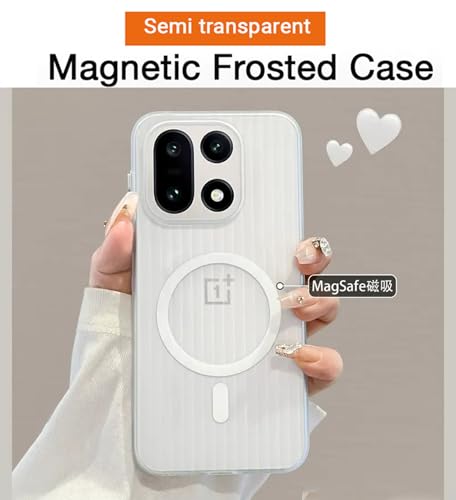 Image of Kapa Wave Magnetic Frosted Grip Back Cover for OnePlus 15 | [MagSafe Compatible] Wireless Charging, Slim, Metal Buttons Matte Finish Back Case (White)