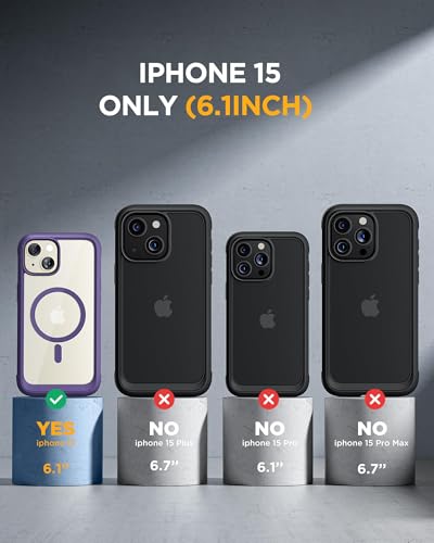 Image of Miracase Glass Series for iPhone 15 Case [Compatible with MagSafe] Full-Body Magnetic Case with Built-in 9H Tempered Glass Anti-Fingerprint Screen Protector + Camera Lens Protector, Purple