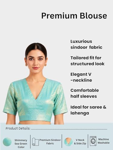 Image of Thevasa Women's Everyday Divine Depth V Neck Half Sleeves Blouse