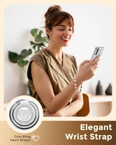 Coque pour Samsung Galaxy S22 avec support bague anti-chute et design cœur - 4