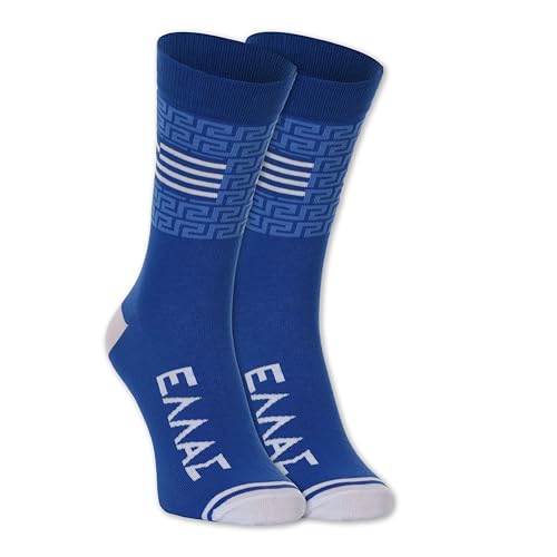 Euroscarves Chaussettes à thème de pays, fabriquées dans l'UE, Grèce, L