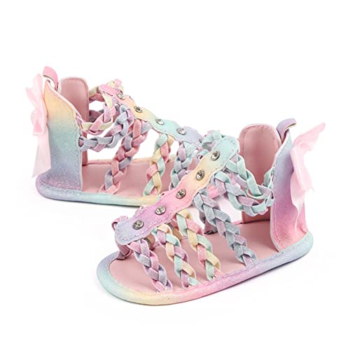 Girls High Ankle Rome Sandals Baby Gladiator Cute Strappy Sandals With Zipper Infant First Walkers Shoes3