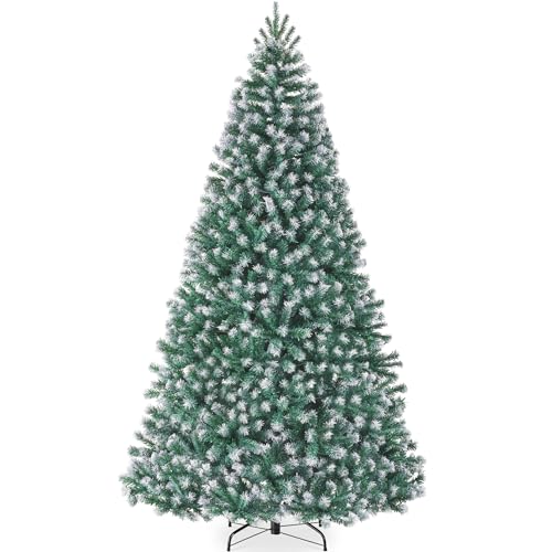 Best Choice Products Artificial Frosted Christmas Tree, 7.5ft Premium Unlit Realistic Spruce Holiday...
