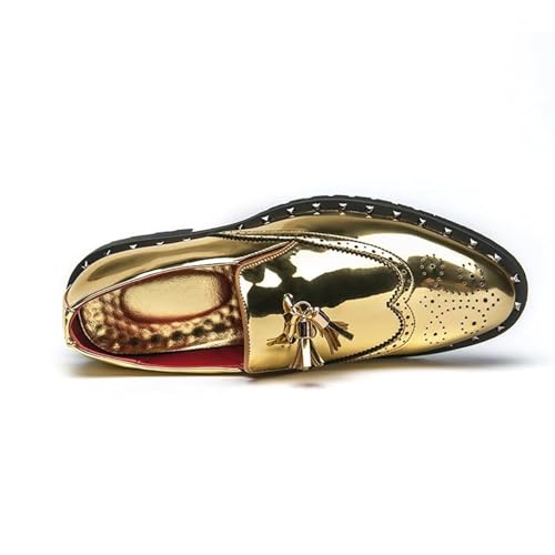 Men's Penny Loafers Tassel Wingtip Slip On Loafers Patent Leather Casual Chunky Heel Dress Shoes for Party Wedding Prom3