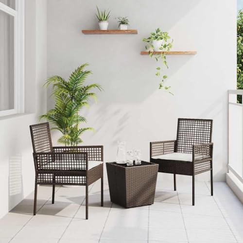 HOMEELIKE 3 teilig Bistroset Poly Rattan mit Kissen Outdoor Tischgruppe