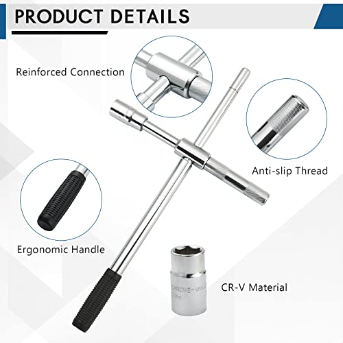 DASBET 23" Universal Extended Lug Wrench 4-Way Heavy Duty Telescoping Tire Nut Cross Wrench Set with Storage Bag and Standard Sockets 17mm/19mm, 21mm/23mm for Car Vehicle Truck - Image 6