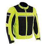 Milaukee Performance-Men's Nylon/Mesh Combo Moto Jacket w/Armor-BLK/NEON GREEN-5X