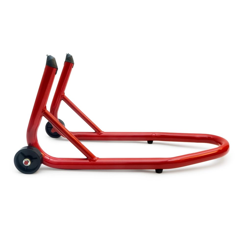 Cavalletto Anteriore Moto Universale per Attacco Sotto Forcelle - Compatibile con Forcelle Rovesciate e Standard (Rosso)