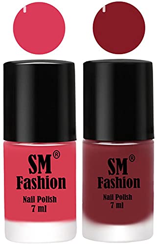 Image of Long Lasting Nail Polish | Nail Paint Combo 7 ml Each) - Set of 2 Rose-Plum
