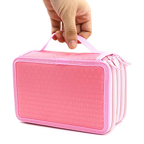 Youshares 72 Slots Pencil Case - Handy Large Capacity Oxford Multi-Layer Zipper Pencil Bag For Color Pen, Colored Pencils, Watercolor Pens, Makeup Brush, Cosmetic Brushes, Gel Pen, Etc (Light Pink) #TOP6