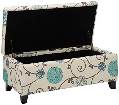 Christopher Knight Home Breanna Fabric Storage Ottoman, White And Blue Floral #TOP2