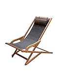 Outdoor Interiors Sling and Eucalyptus Lounger with Pillow