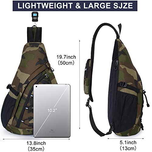 N Nevo Rhino Sling Bag For Men Women, Sling Backpack Waterproof, Day Pack Hiking Bag Casual Shoulder Bag,Small Crossbody Sling Bags For Outdoor, Travel, Cycling, Camping (Camo Army Green9) #TOP1