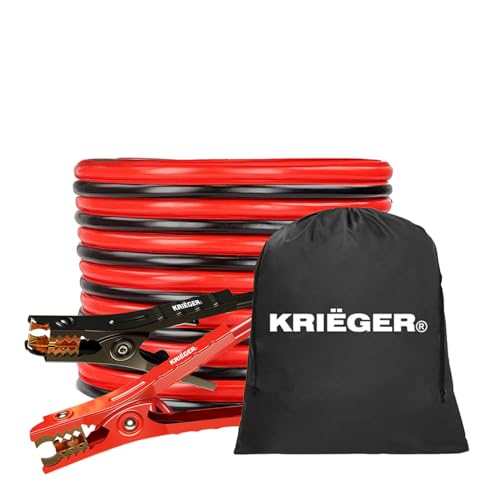K KRIËGER Jumper Cables for Car Battery, Heavy Duty Automotive Booster Cables for Jump Starting Dead or Weak Batteries with Carrying Bag Included (16-Feet (6-Gauge)