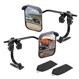 Dual View Mirror Extenders for Towing with Rain Visor, Adjustable Clip On Tow Mirrors, Universal Side Mirror Extensions for Car Truck Trailer RV SUV, Convex Rearview Towing Mirror Extensions, 2 PCS