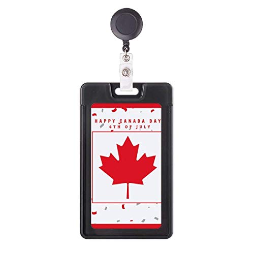 Porte-badge rétractable avec motif feuille d'érable pour carte d'identité professionnelle