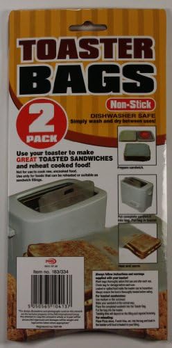 2 PACK NON STICK RE-USABLE TOASTER TOASTING TOASTIE BAGS POCKETS SANDWICH BAGS