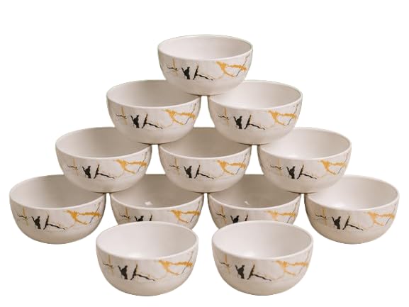 Image of Ariya 4.5 Inch Melamine Greek Bowls Black Gold Harmony Collection Set of 12