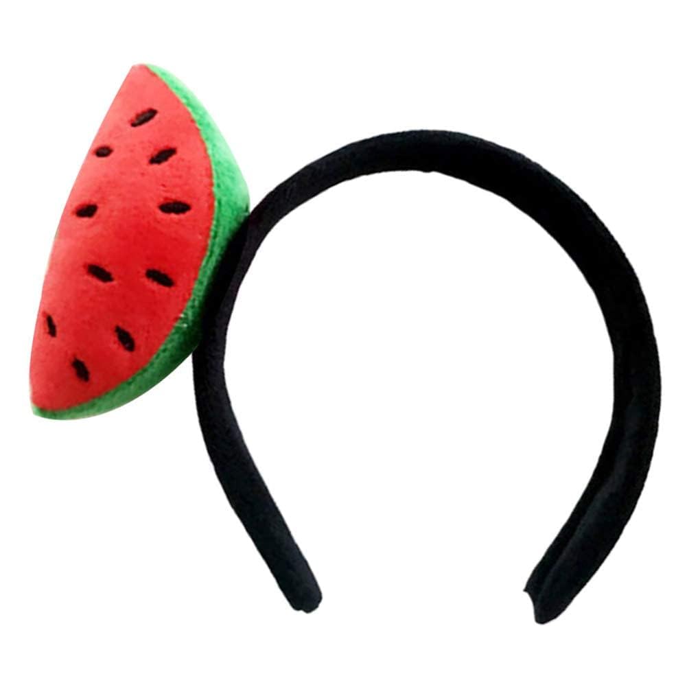 Juroicessry Red-black Watermelon Hair Ornament Cute Girls Women's Fashion Headbands Watermelon Strawberry Plush Headband Hairband Hair Hoop Accessory Headbands