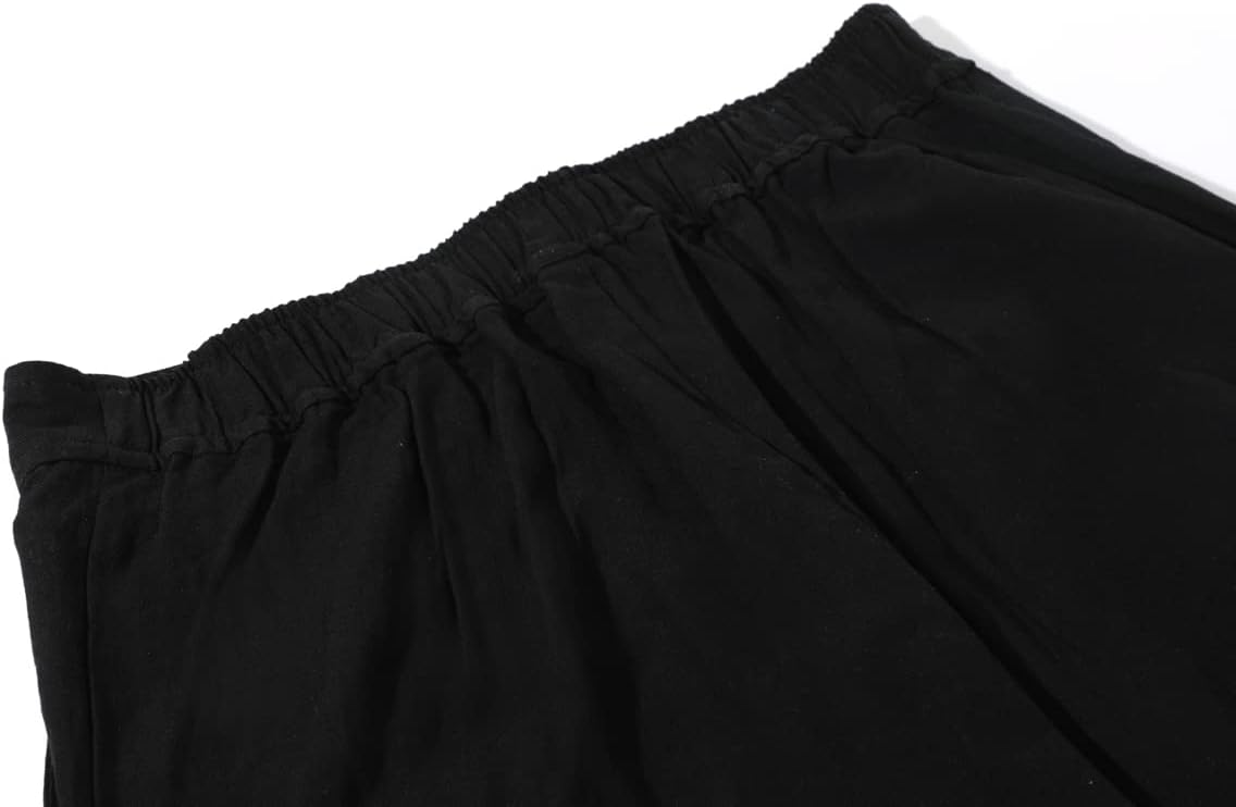 chouyatou Women's Summer High Waisted Cotton Linen Palazzo Wide Leg Casual Pants with Pockets - Image 5