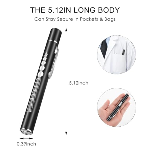 Image of TecoKart Rechargeable Pen Torch for Doctors & Nurses Dual Yellow & White Light Beams for Oral Eye Ear Nasal & Pupil Examinations Compact & Portable (Black)