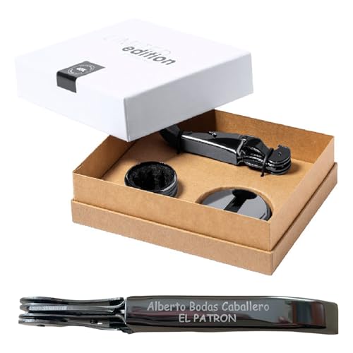 Regalo Grabado - Sacacorchos Personalizado con Accesorios para Vino | Edición Limitada | Acero Inoxidable | Grabado en 24h | Diseño Elegante y Caja Presentación.
