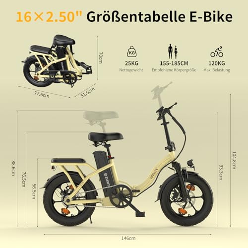 IP65-wasserdicht und liefert bis 60 km Reichweite pro Ladung. - Detailansicht von ESKUTE D100 E-Bike Klapprad Deal –...