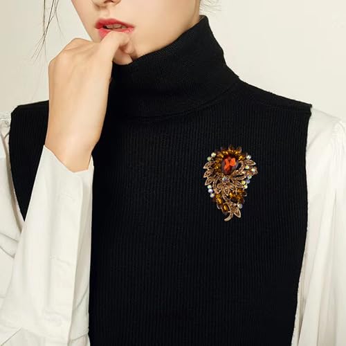 Image of SELOVO Big Large Flower Statement Brooches Pins Scarf Decoration Gold Tone