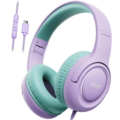 Acer HK03C USB-C Wired Kids Headphones (Purple-Green)
