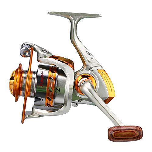 NCNC Surf Spinning Fish Reel Tackle Accessories 5.2:1 Gear Ratio Large Ball Bearings Fishing Wheel Fishing Reel Spinning Wheels Spinning Reel(Silver)