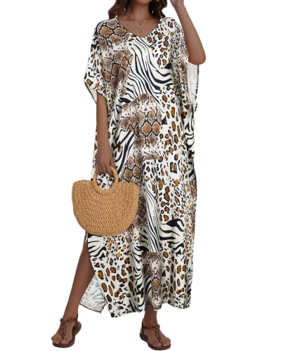 Image of Kaftan Dresses for Women V Neck Caftan Batwing Sleeve Swimsuit Cover Up