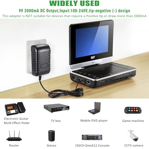 Image of MAD OWL AC DC Power Supply Adapter, 9V 2A Guitar Pedal Piano Keyboard Charger,5.5 x 2.1mm Center Negative Connector, 110V Input