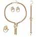 Generic Juego de 4 piezas de joyas con borlas y pendientes, anillo de moda, juego de collar, pulsera y joyas, oro 585 (oro, talla única)