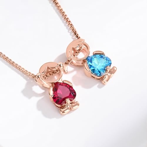 AILIN Personalized Mom Necklace For Women Sterling Silver 925/Brass Custom Heart Birthstone Necklace With 1-6 Family Charms Birthday Mothers Day Gifts For New Mom Grandma From Son Daughter Husband2