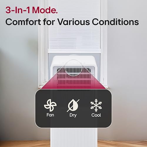 Image of LG 8000 BTU (DOE) / (11000 ASHRAE) Portable Air Conditioner Cools 350 Sqft Easy Install, Remote Control, LCD Display, Washable Filter Eco-friendly AC Unit, White LP0825WFR