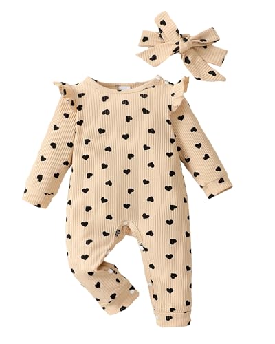 Newborn Baby Girl Clothes Romper Infant Long Sleeve Jumpsuit Bodysuit Preemie Ruffle Girl Romper Fall Winter Outfit
