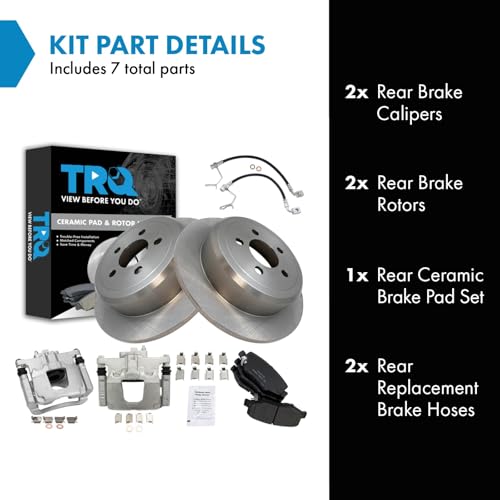 Image of TRQ Rear Brake Pad and Rotor Set Ceramic Calipers Compatible with 2008-2012 Jeep Liberty