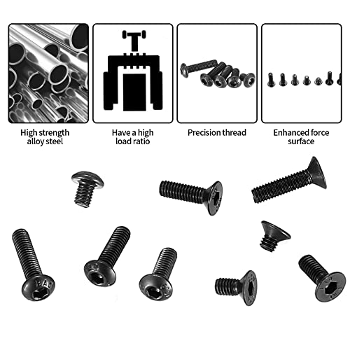 720 Pcs M3 Metric Hex Socket Head Cap Screws Bolts Set, Including 360 Countersunk Pan Head Screw - Image 3