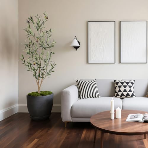 Image of Bellacat Faux Olive Tree 4ft，Olive Trees Artificial Indoor with Natural Wood Trunk and Realistic Leaves and Fruits. 4 Feet(48in) Fake Olive Tree for Home House Office Decor.