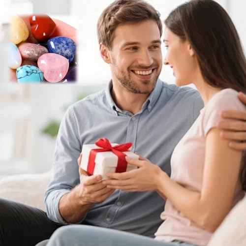 QINJIEJIE Herz Kristalle Edelsteine für Kinder Herzen Edelsteine Jahrestag Geschenk für Sie Frauen Glücksbringer Geschenk für Mama Muttertag Glückssteine