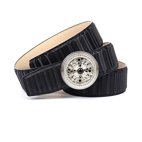 Anthoni Crown Damen Ledergürtel Gürtel, Schwarz, 90 Cover