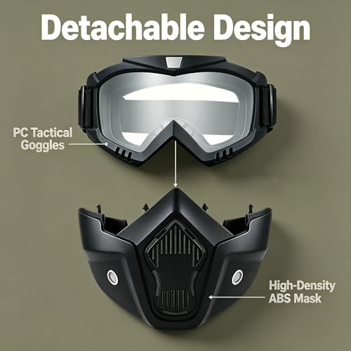 Image of Paintball Mask Anti Fog,Tactical Full Face Mask Ski Mask Goggles Detachable Adjustable,Motorcycle Riding Face Protection