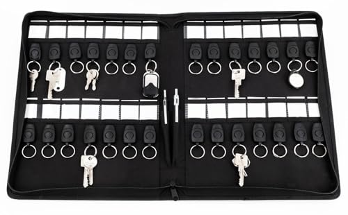 Stop Ocean Plastic Luzón 46226 - Carpeta para llaves en formato DIN A4 de PET reciclado con 28 llaveros extraíbles, 28 compartimentos para lápices y 2 trabillas para lápices, color gris, gris, DIN A4