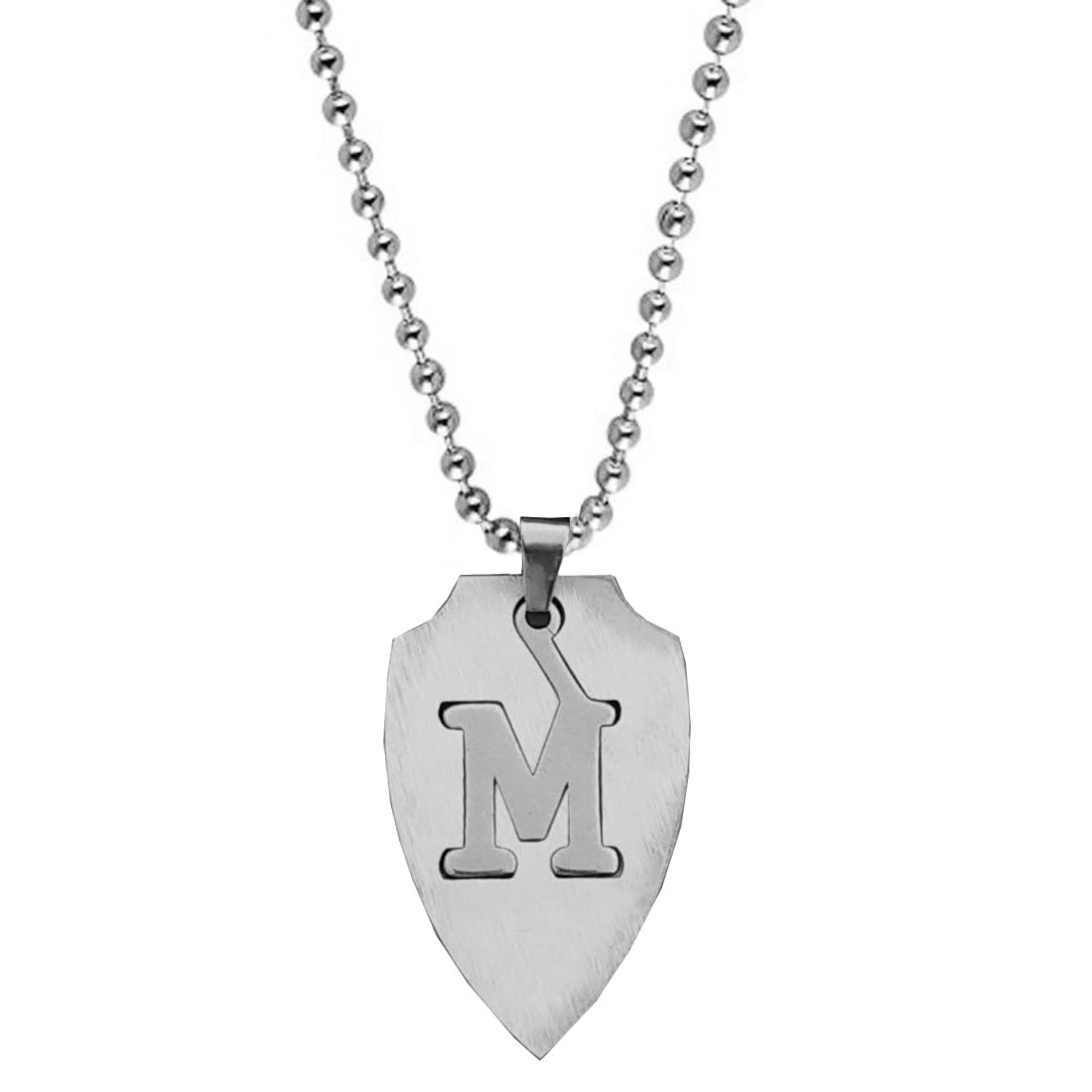 Alphabet Letter M Cutting Silver Stainless Steel Necklace Chain for Men and Women-image-22