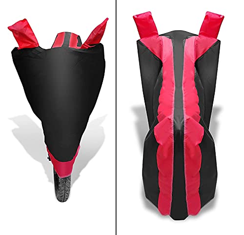 Image of Auto Hub Bike Cover Compatible with Hero Splendor Plus with Mirror Pocket, Dustproof, Heat Resistant, Triple Stitched, Splendor Plus Bike Cover- Black, Red