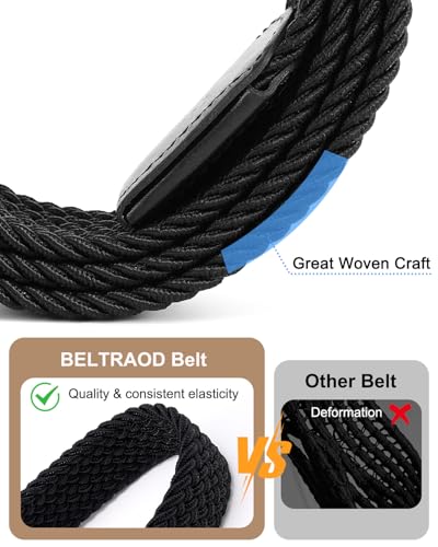 Image of BELTROAD 2 Pack Woven Braided Stretch Belt for Golf, Elastic Belts for Men, Casual Belt Men for Pants Jeans Shorts