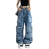 Baggy Cargo Pants for Womens Mens Y2K Loose Low Rise Wide Leg Jeans Harajuku Streetwear Clothes