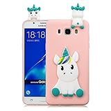 HopMore Funda Samsung Galaxy J5 2016 Silicona Motivo 3D Divertidas Unicornio Panda Bonita TPU Gel Ultrafina Slim Case Antigolpes Cover Protección Dibujo Gracioso Carcasa para Samsung J5 2016 - Rosado