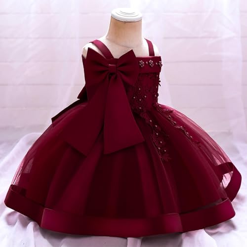 Embroidery Flower Girls Prom Gowns A-Line Puffy Wedding Bridesmaid Princess Party Tulle Dress for Toddler Kids 1-3 Years4